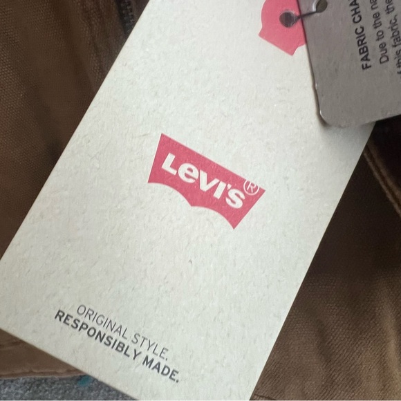 LEVI STRAUSS & CO. Brown Canvas Workwear Chore Jacket Corduroy Collar Zip Front - Picture 13 of 13